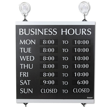 BUSINESS AND ERASABLE SURFACE SIGNAGE | Headline Sign 4247 13 x 14 Century Series Heavy-Duty Plastic Business Hours Sign - Black