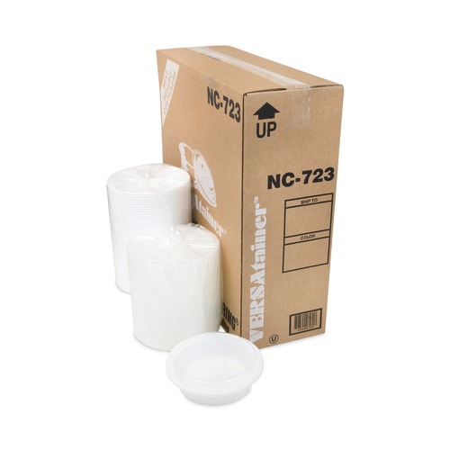 Food Containers & Lids | Pactiv Corp. NC723 Newspring VERSAtainer 7 x 7 x 2.38 24 oz Plastic Microwavable Containers - White/Clear (150/Carton) image number 0