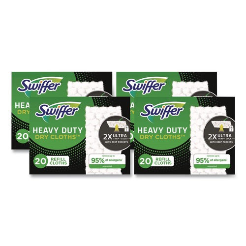 Floor Dusters & Accessories | Swiffer 80314634 10.3 in. x 7.8 in. Heavy-Duty Dry Refill Cloths - White (80/Carton) image number 0