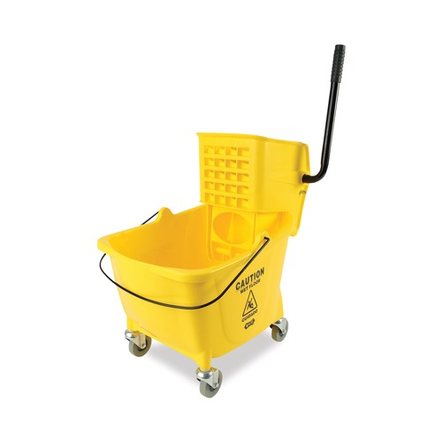 Buckets & Wringers | Boardwalk BWK2635COMBOYEL 8.75 gal. Pro-Pac Side-Squeeze Wringer/Bucket Combo - Yellow/Silver image number 0