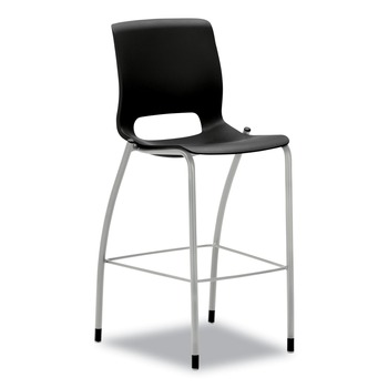CHAIRS STOOLS | HON HMG5.N.E.ON.PLAT Motivate Four-Leg 30 in. Seat Height Supports Up to 300 lbs. Cafe Height Stool - Onyx Seat/Back, Platinum Base