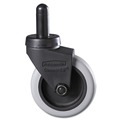 Casters | Rubbermaid Commercial FG7570L20000 3 in. Soft Rubber Wheel Grip Ring Stem Replacement Bayonet-Stem Swivel Casters - Black image number 2