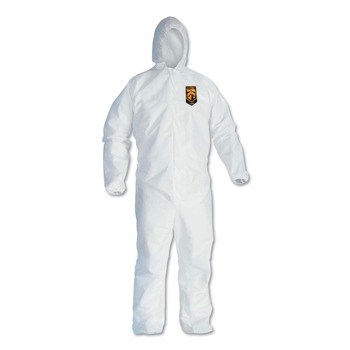 Ansell KCC 44327 A40 Elastic-Cuff and Ankle Hooded Coveralls - 4X-Large White (25/Carton)