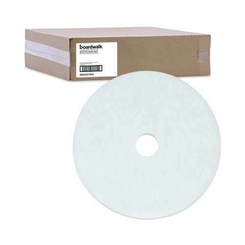 Floor Pads-Cleaning, Buffing & Polishing | Boardwalk BWK4021WHI 21 in. Diameter Polishing Floor Pads - White (5/Carton) image number 0