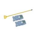 Mops | Boardwalk BWK400MBC 60 in. Metal/Polypropylene Handle Cotton/Rayon/Synthetic Head Looped End Mop Kit - Medium, Blue/Yellow (1-Kit) image number 1