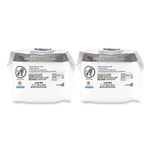 Cleaning Cloths & Wipes | Clorox Healthcare 31761 VersaSure 12 in. x 12 in. 1-Ply Cleaner Disinfectant Wipes - White Fragranced (2/Carton) image number 0