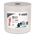 Perforated Roll & Hand Towels | WypAll 41025 12.4 in. x 12.2 in. Power Clean Jumbo Roll X80 Heavy Duty Cloths - White (475/Roll) image number 0