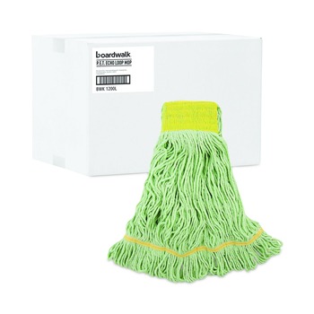 MOP HEADS | Boardwalk BWK1200LCT EcoMop Recycled Fiber Looped-End Mop Heads - Large, Green (12/Carton)