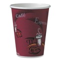 Cups | SOLO 412SIN-0041 12 oz. Paper Hot Drink Cups in Bistro Design - Maroon (50/Pack) image number 3