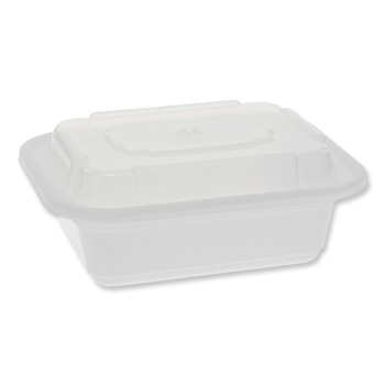 Pactiv Corp. NC818 Newspring VERSAtainer 4.5 x 5.5 x 2.12 12 oz Rectangular Plastic Microwavable Containers - White/Clear (150/Carton)