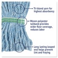 Mop Heads | Boardwalk BWK502BLEA 5 in. Headband Super Loop Cotton/Synthetic Fiber Wet Mop Heads - Blue, Medium image number 7