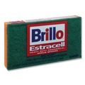 Scouring Pads & Sticks | Brillo 21006 3.5 in. x 6.12 in. Commercial Heavy-Duty Scrub Sponge - Orange/Green (12/Carton) image number 1