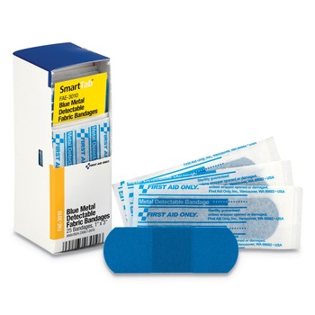 First Aid Only FAE-3010 1 in. x 3 in. Metal Detectable Bandages Refill for SmartCompliance General Cabinet - Blue
