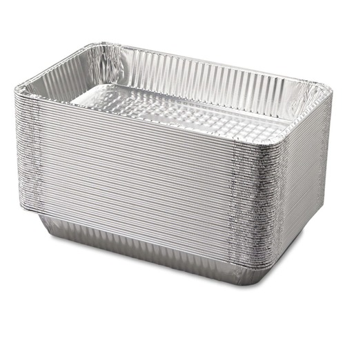 Perforated Roll & Hand Towels | Handi-Foil 201970 12.19 in. x 20.75 in. Full-Size Deep Aluminum Steam Table Pans (50/Carton) image number 0