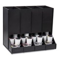 Perforated Roll & Hand Towels | Mind Reader CPODBK-BLK 14.25 in. x 9 in. x 12.15 in. 4-Compartment Anchor Collection Single Serve Pod Countertop Dispenser - Black image number 1