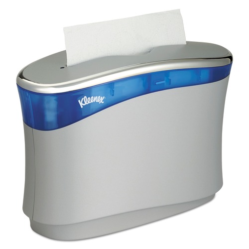 Towel Dispensers | Kleenex 51904 13.3 in. x 5.2 in. x 9 in. Reveal Countertop Folded Towel Dispenser - Soft Gray/Translucent Blue image number 0