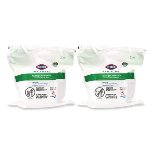 Cleaning Cloths & Wipes | Clorox Healthcare 30827 12 in. x 11 in. Hydrogen Peroxide Cleaner Disinfectant Wipes - Unscented White (2/Carton) image number 0