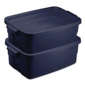 Office Boxes & Bins | Rubbermaid RMRT030003 10.63 in. x 15.69 in. x 7 in. 3 gal. Roughneck Storage Box - Dark Indigo Metallic image number 1