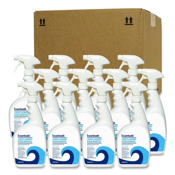 STAIN REMOVERS | Boardwalk BWK4852 32 oz Liquid Laundry Stain Remover - Fresh and Clean Scent (6/Carton)