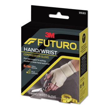 BANDAGES | FUTURO 09183ENR 6.5 in. to 8 in. Fits Palm Size Energizing Support Glove - Small/Medium, Tan