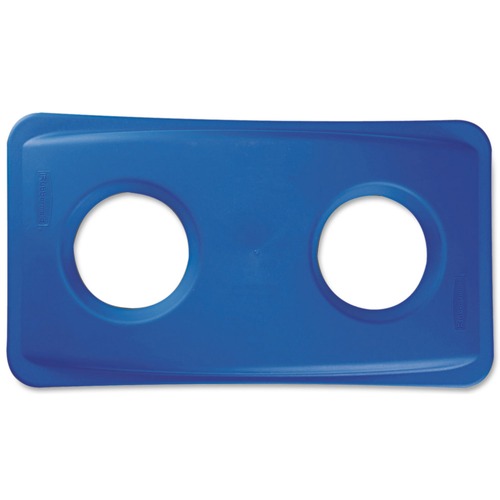 Waste Receptacle Lids | Rubbermaid Commercial FG269288BLUE 20.38 in. x 11.38 in. x 2.75 in. Lid for Slim Jim Bottle Recycling Container - Blue image number 0