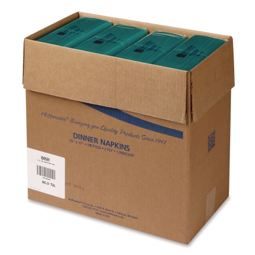 Dinner Napkins | Hoffmaster 180501 Dinner Napkins 2-Ply 15 x 17 Teal (1000/Carton) image number 0