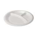 Plates | Plastifar 12201 9 in. Diameter 3-Compartment Plate Foam Dinnerware - White (500/Pack) image number 3