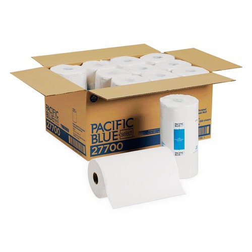 Perforated Roll & Hand Towels | Georgia Pacific Professional 27700 11 in. x 8.8 in. 2-Ply Pacific Blue Select Perforated Kitchen Paper Towel Roll  - White (12 Rolls/Carton) image number 0