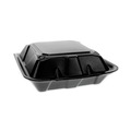 Food Containers & Lids | Pactiv Corp. YTDB99010000 9 in. x 9 in. x 3.25 in. Dual Tab Lock Vented Foam Hinged Lid Container - Black (150/Carton) image number 0