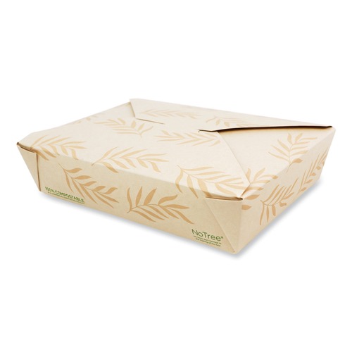 Food Containers & Lids | World Centric TO-NT-2 6.2 in. x 8.5 in. x 1.85 in. 50 oz. Sugarcane No Tree Folded Takeout Containers - Natural (200/Carton) image number 0