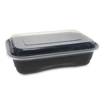 Pactiv Corp. NV2GRT3688B EarthChoice Versa2Go 8.4 x 5.6 x 2 36 oz Plastic Microwaveable Container - Black/Clear (150/Carton)