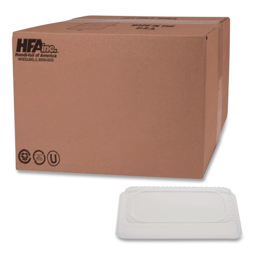 Food Containers & Lids | Handi-Foil HFA 2060DL Plastic Dome Lid for 1-lb. Oblong Pan 2060 - Clear (500/Carton) image number 0