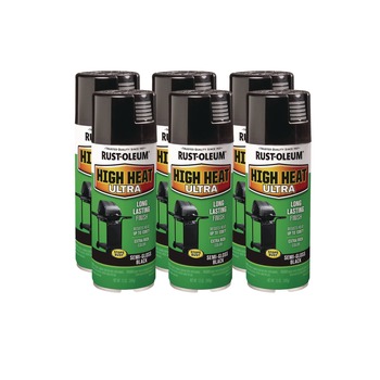 Rust-Oleum 241169 High Heat Enamel Spray Paint, Semi-Gloss Black, 12 oz Aerosol Can, 6/Carton