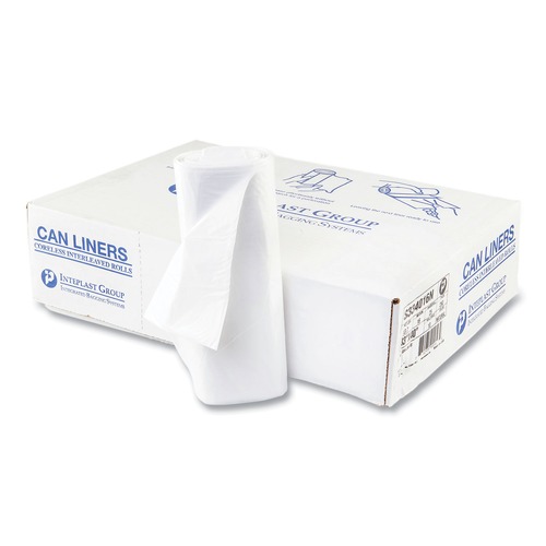 High-Density Trash Bags | Inteplast Group S334016N 33 gal. 16 microns 33 in. x 40 in. High-Density Interleaved Commercial Can Liners - Clear (25 Bags/Roll, 10 Rolls/Carton) image number 0