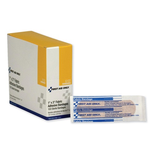 Bandages | First Aid Only G122 1 in. x 3 in. Fabric Bandages (100/Box) image number 0