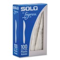 Disposable Knives | SOLO HSWKX-0007 Impress Heavyweight Full-Length Polystyrene Cutlery Knife - White (100/Box) image number 1