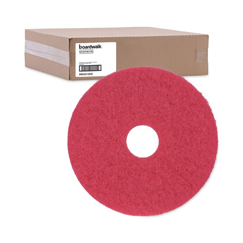 Floor Pads-Cleaning, Buffing & Polishing | Boardwalk BWK4015RED 15 in. Diameter Buffing Floor Pads - Red (5/Carton) image number 0