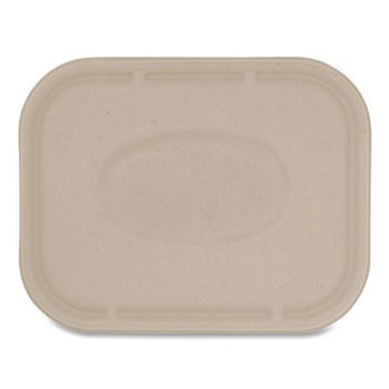 World Centric TRLSC10LF 7.8 in. x 10.1 in. x 0.5 in. Paper Fiber Lids for Fiber Containers - Natural (400/Carton)