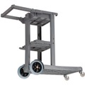 Perforated Roll & Hand Towels | Boardwalk JC1945SBWK23 19 in. x 45 in. x 39 in. 4 Shelves 1 Bin Plastic Janitor's Cart - Gray image number 3
