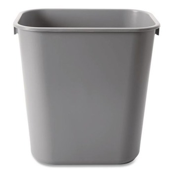 Rubbermaid Commercial FG295500GRAY 3.5-Gallon Rectangular Deskside Plastic Wastebasket - Gray
