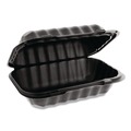 Food Containers & Lids | Pactiv Corp. YCNB809610000 EarthChoice 9 in. x 6 in. x 3.25 in. Plastic SmartLock Microwavable MFPP Hinged Lid Container - Black (270/Carton) image number 1