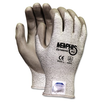WORK AND WELDING GLOVES | MCR Safety 9672M Memphis Dyneema Polyurethane Gloves - Medium, White/Gray (1-Pair)