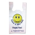 Shopping Bags | Barnes Paper Company T1-6SMILEY 11.5 in. x 21 in. 12.5 microns Smiley Face Shopping Bags - White (900/Carton) image number 0