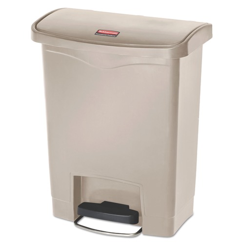 Indoor Waste Receptacles | Rubbermaid Commercial 1883456 Streamline 8-Gallon Resin Front Step Style Step-On Container - Beige image number 0