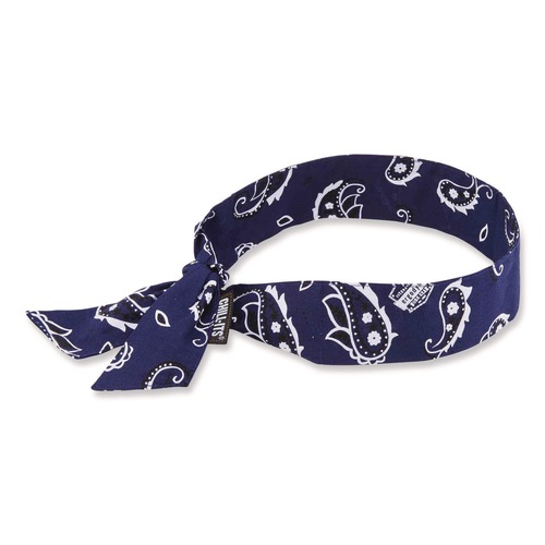 Head & Face Protection | Ergodyne 12306 Chill-Its 6700 One Size Fits Most Cooling Bandana Polymer Tie Headband - Navy Western image number 0