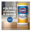Cleaning Cloths & Wipes | Clorox 30112 7 in. x 8 in. 1-Ply Disinfecting Wipes - Fresh Scent/Citrus Blend, White (35/Canister, 3 Canisters/Pack) image number 8