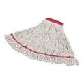Mop Heads | Rubbermaid Commercial FGA21306WH00 Web Foot Cotton/Synthetic 1 in. Headband Shrinkless Looped-End Wet Mop Head - Large, White image number 2