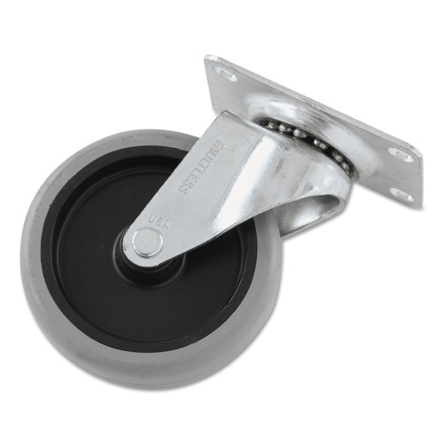 Casters & Wheels | Rubbermaid Commercial FG1011L20000 4 in. Wheel Swivel Mount Plate Non-Marking Plate Casters - Black/Gray/Silver image number 0