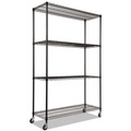 Racks & Shelving | Alera ALESW604818BL 48 in. x 18 in. x 72 in. NSF Certified 4-Shelf Wire Shelving Kit with Casters - Black image number 2