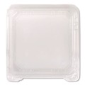 Perforated Roll & Hand Towels | Karat FP-HC66PP-1C Polypropylene Plastic Hinged Container 6 x 6 x 3.3 Clear Plastic 50/Pack 6 Packs/Carton image number 6